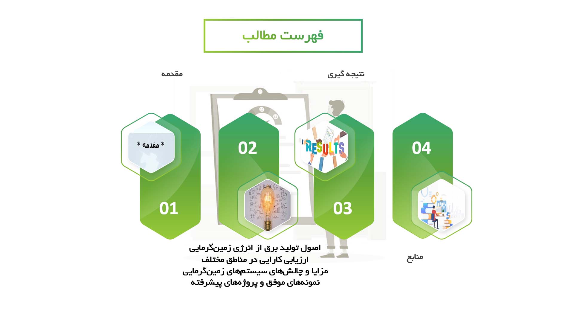 پاورپوینت در مورد کارایی سیستم‌های تولید برق از انرژی زمین‌گرمایی در مناطق مختلف